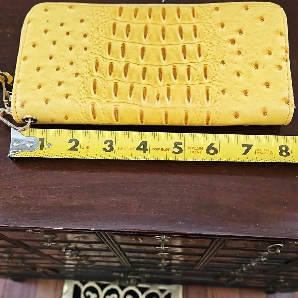 Yellow Ostrich Pattern Wristlet Wallet/Clutch